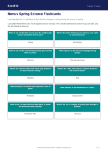 Free Spring Science Flashcards | Year 4 Supported | BookFlik