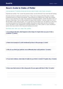 Free States Of Matter Comprehension | Year 4 Supported | BookFlik