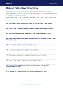 Free States Of Matter Quiz | Year 4 Supported | BookFlik