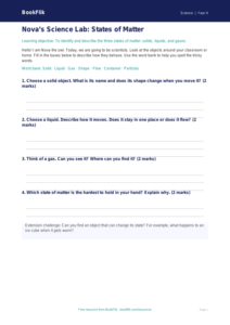 Free States Of Matter Template | Year 4 Supported | BookFlik