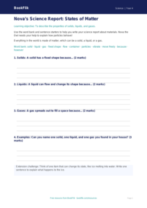 Free States Of Matter Writing Frame | Year 4 Supported | BookFlik