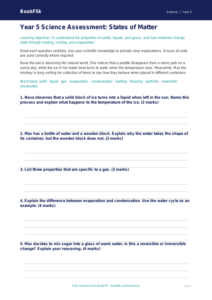Free States Of Matter Assessment | Year 5 Core | BookFlik