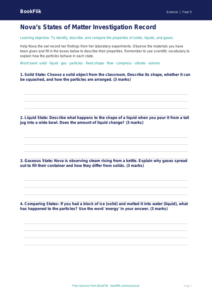 Free States Of Matter Template | Year 5 Core | BookFlik