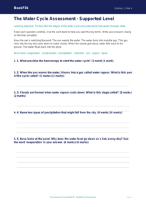 Free Water Cycle Assessment | Year 4 Supported | BookFlik