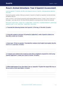 Free Animals Assessment | Year 4 Greater Depth | BookFlik