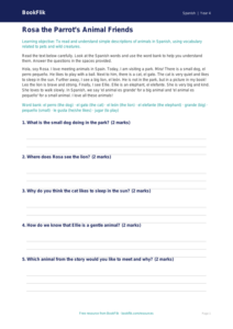 Free Animals Comprehension | Year 4 Supported | BookFlik