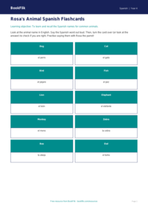 Free Animals Flashcards | Year 4 Supported | BookFlik