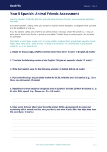 Free Animals Assessment | Year 5 Core | BookFlik