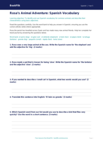 Free Animals Worksheet | Year 5 Core | BookFlik