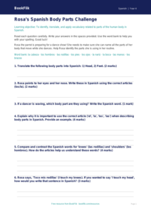 Free Body Parts Assessment | Year 4 Greater Depth | BookFlik