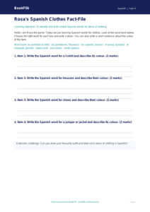 Free Clothes Template | Year 4 Supported | BookFlik