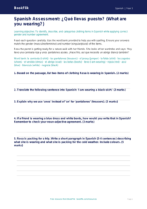 Free Clothes Assessment | Year 5 Core | BookFlik