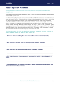 Free Clothes Comprehension | Year 5 Core | BookFlik