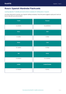 Free Clothes Flashcards | Year 5 Core | BookFlik