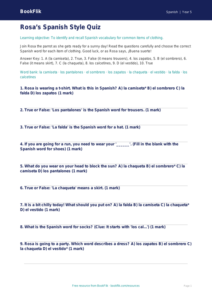 Free Clothes Quiz | Year 5 Core | BookFlik
