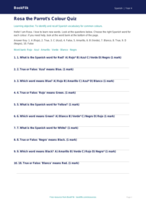 Free Colours Quiz | Year 4 Supported | BookFlik