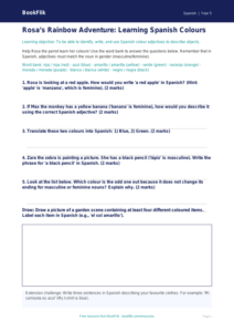 Free Colours Worksheet | Year 5 Core | BookFlik