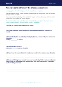 Free Days Of The Week Assessment | Year 4 Supported | BookFlik