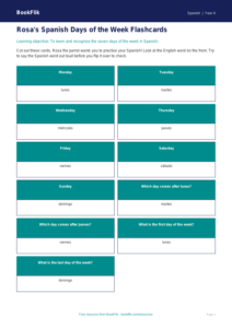 Free Days Of The Week Flashcards | Year 4 Supported | BookFlik