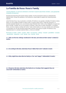 Free Family Comprehension | Year 4 Greater Depth | BookFlik