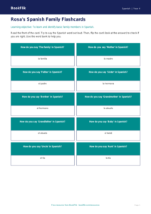 Free Family Flashcards | Year 4 Supported | BookFlik