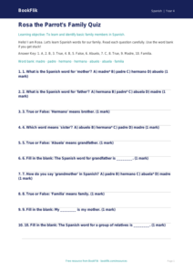 Free Family Quiz | Year 4 Supported | BookFlik