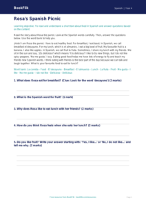 Free Food Comprehension | Year 4 Supported | BookFlik