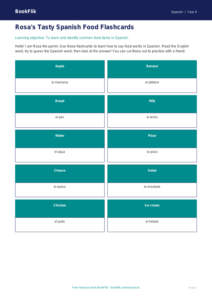 Free Food Flashcards | Year 4 Supported | BookFlik