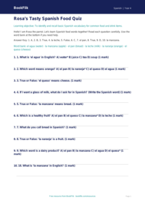 Free Food Quiz | Year 4 Supported | BookFlik