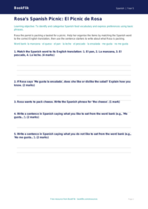 Free Food Activity Sheet | Year 5 Core | BookFlik