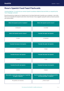 Free Food Flashcards | Year 5 Core | BookFlik