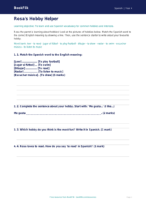 Free Hobbies Activity Sheet | Year 4 Supported | BookFlik