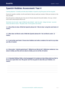 Free Hobbies Assessment | Year 4 Supported | BookFlik