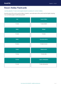 Free Hobbies Flashcards | Year 4 Supported | BookFlik