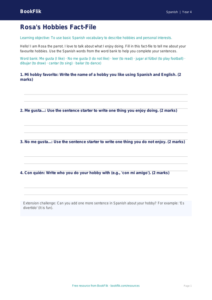 Free Hobbies Template | Year 4 Supported | BookFlik