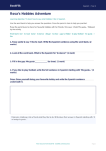 Free Hobbies Worksheet | Year 4 Supported | BookFlik