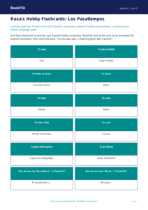 Free Hobbies Flashcards | Year 5 Core | BookFlik