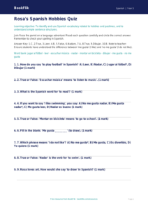 Free Hobbies Quiz | Year 5 Core | BookFlik