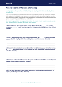 Free Opinion Phrases Activity Sheet | Year 4 Greater Depth | BookFlik