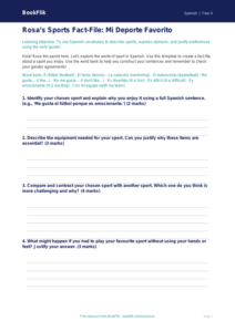Free Sports Template | Year 4 Greater Depth | BookFlik