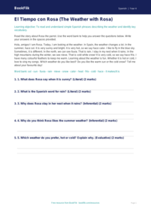 Free Weather Comprehension | Year 4 Supported | BookFlik