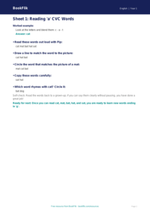 Free English Track Level 3A Sheet 1 | Year 1 | BookFlik