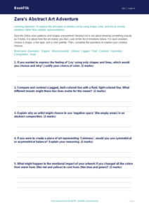Free Abstract Art Activity Sheet | Grade 3 | Art | BookFlik