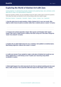 Free Abstract Art Worksheet | Grade 3 | Art | BookFlik