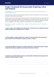 Free Autumn Art Assessment | Grade 3 | Art | BookFlik
