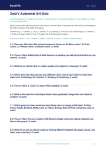 Free Autumn Art Quiz | Grade 4 | Art | BookFlik