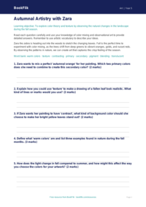 Free Autumn Art Worksheet | Grade 4 | Art | BookFlik