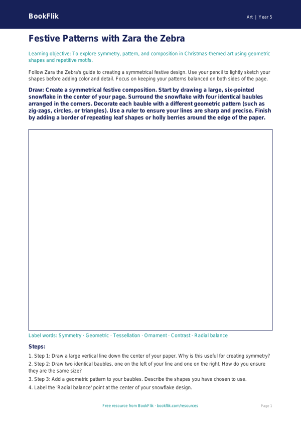 Free Christmas Art Drawing Sheet | Grade 4 | Art | BookFlik worksheet preview — Art Christmas Art