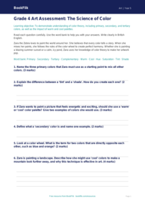 Free Color Theory Assessment | Grade 4 | Art | BookFlik