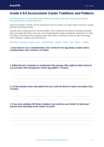 Free Easter Art Assessment | Grade 4 | Art | BookFlik